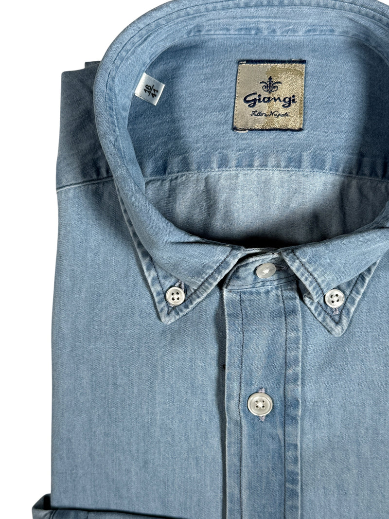 GIANGI NAPOLI MEN'S DENIM SHIRT - BLEACH BLUE