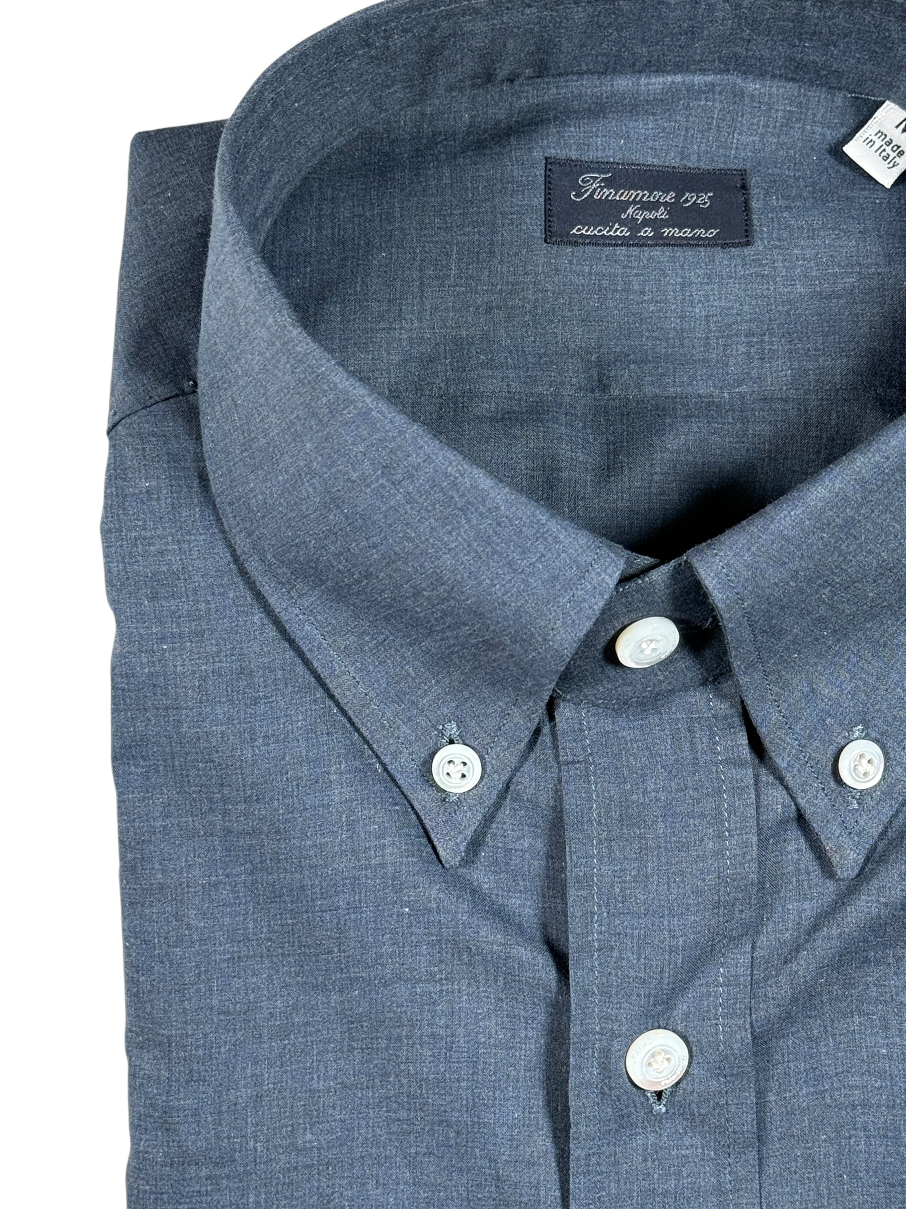 FINAMORE 1925 SUPERLIGHT COTTON SHIRT - SOLID DARK BLUE