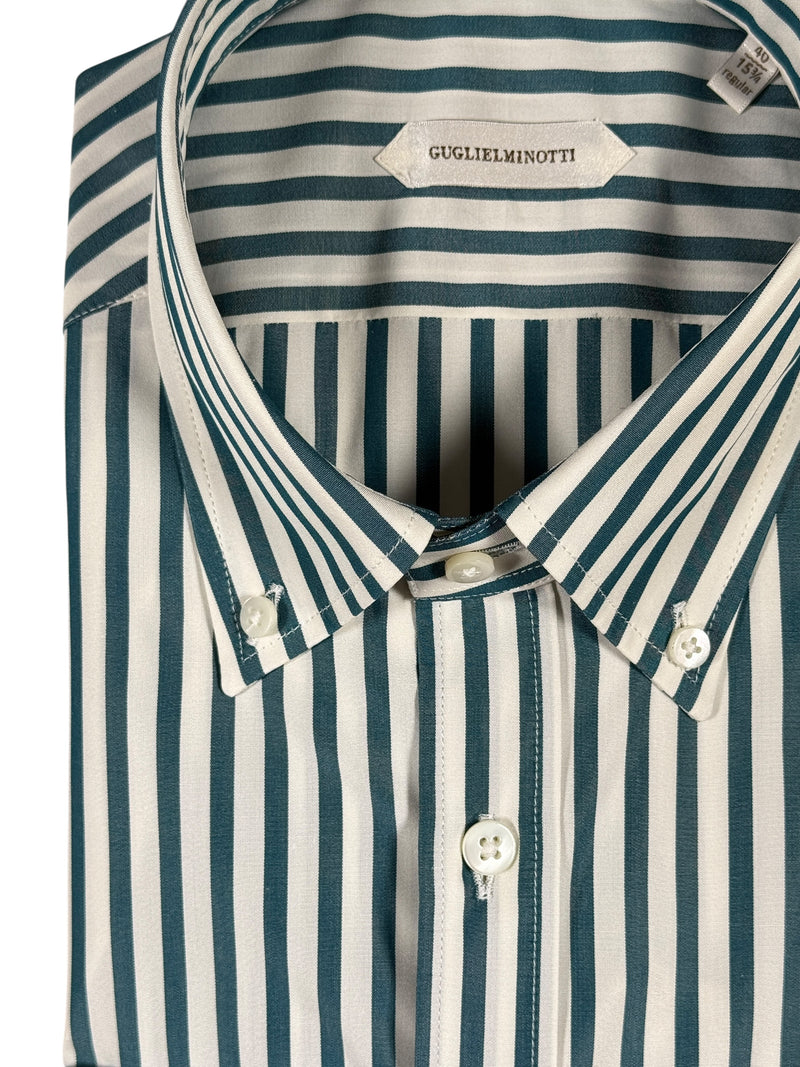 GUGLIELMINOTTI COTTON SHIRT - TEAL STRIPE
