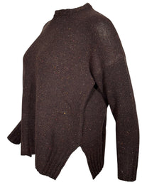 BASE MILANO TWEED ROUNDNECK SWEATER - CAFFE