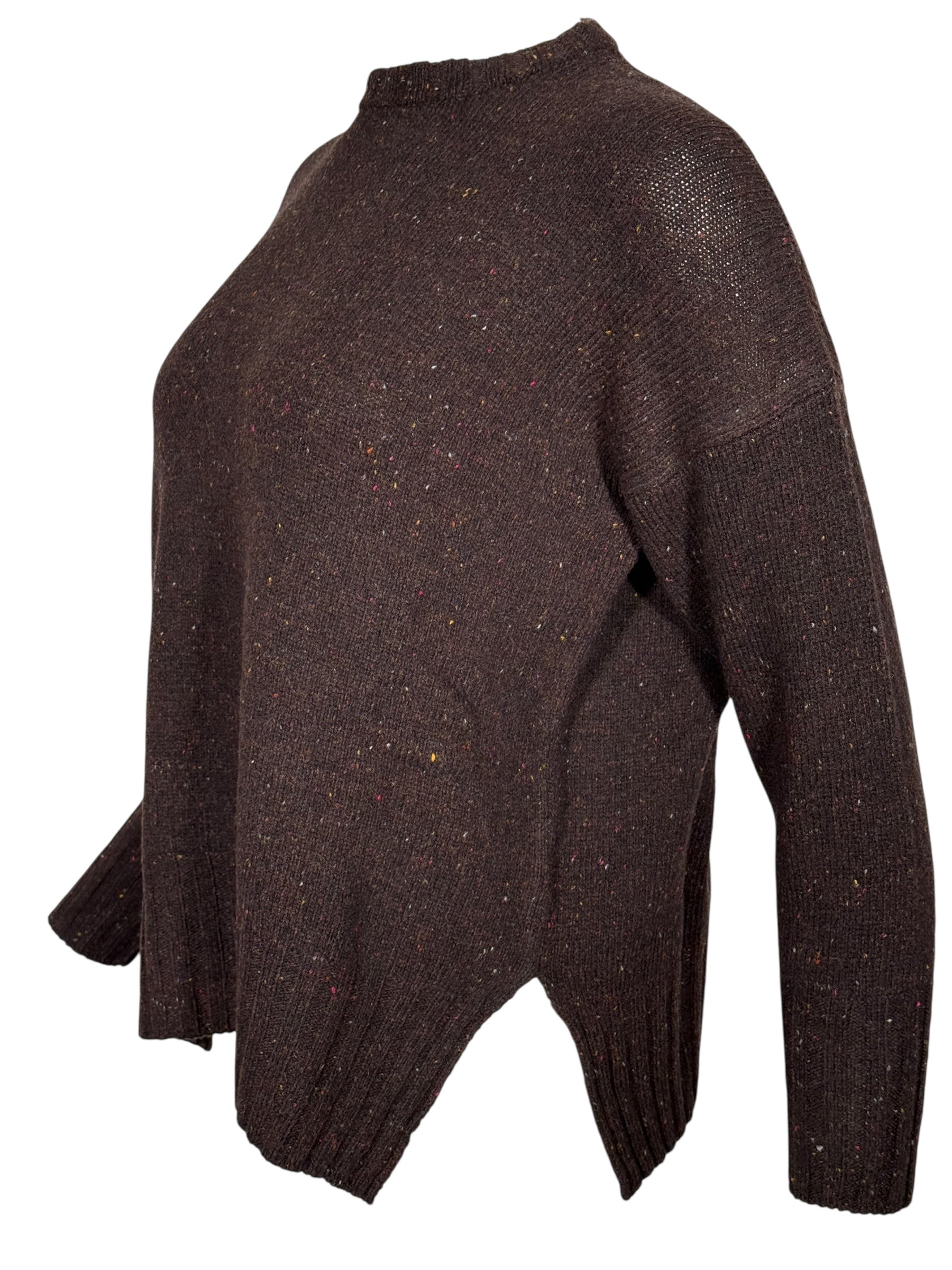 BASE MILANO TWEED ROUNDNECK SWEATER - CAFFE