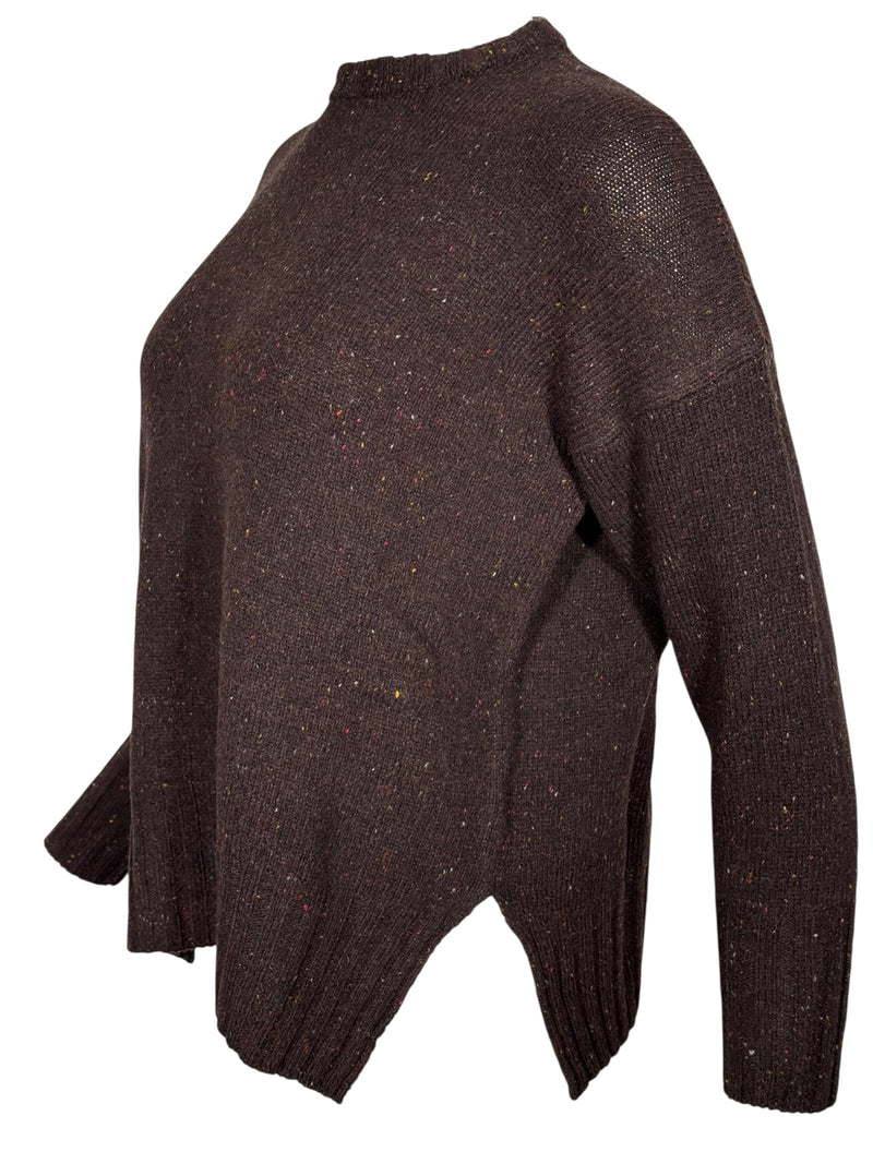 BASE MILANO TWEED ROUNDNECK SWEATER - CAFFE
