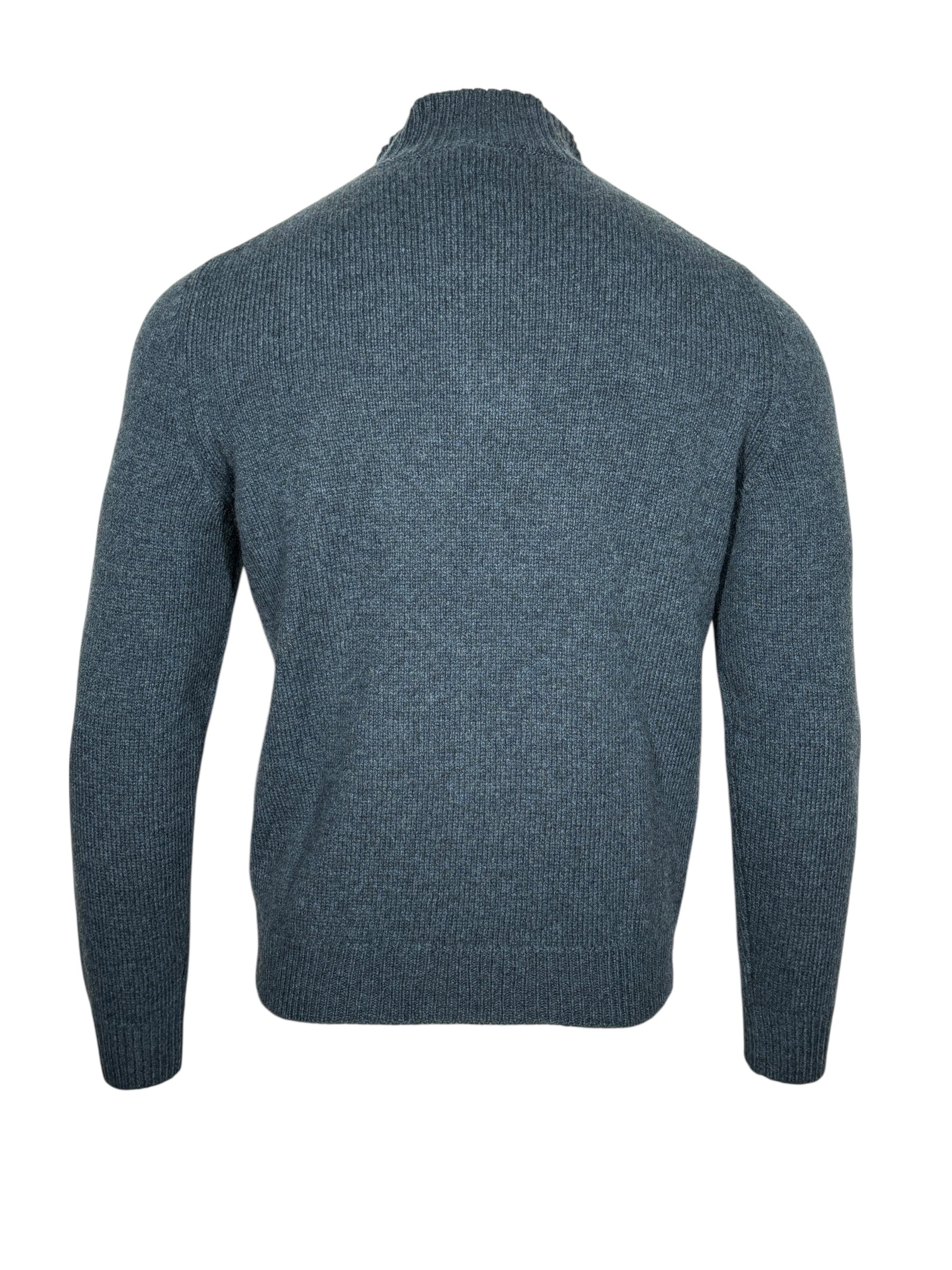 FEDELI CASHMERE TWIST 1/4 ZIP SWEATER - OCEAN BLUE