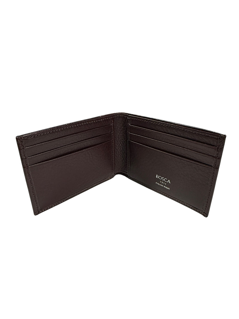 BOSCA 1911 SAFFIANO SMALL BIFOLD WALLET - BORDEAUX