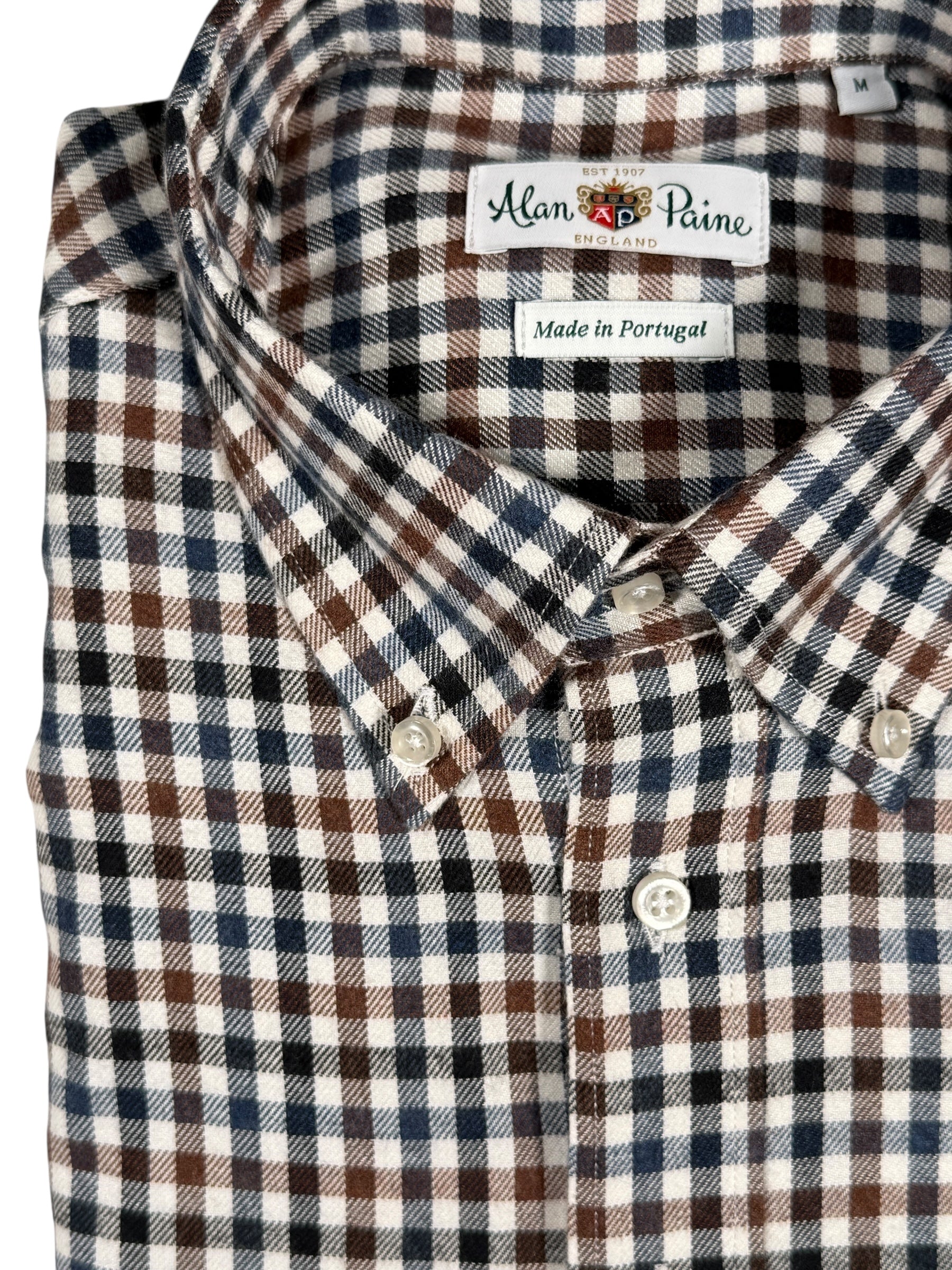 ALAN PAINE CLASSIC FIT SHIRT - CHOCOLATE/NAVY CHECK