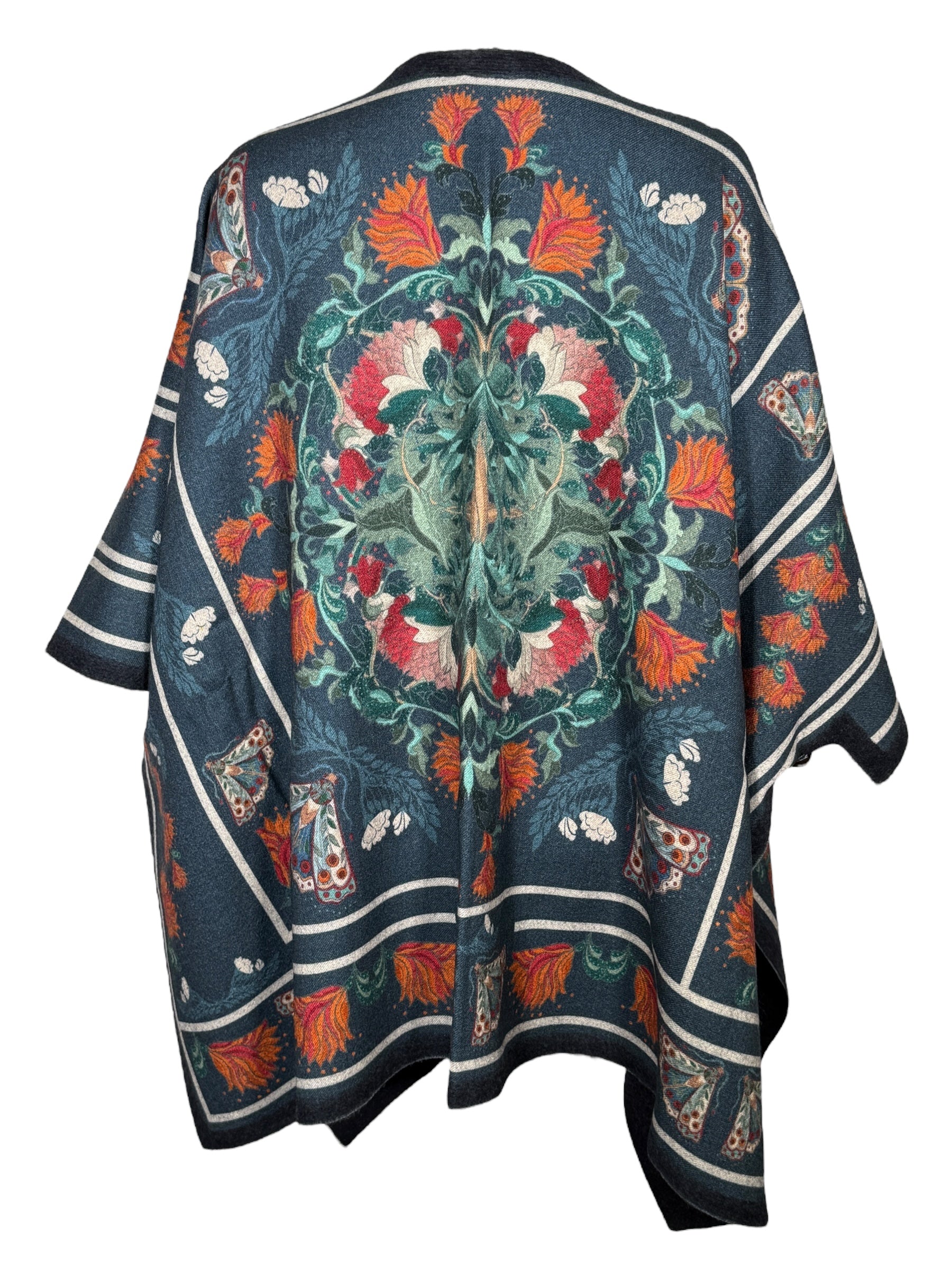 FRANCO FERRARI BUTTERFLY WOOL CAPE - DARK DENIM