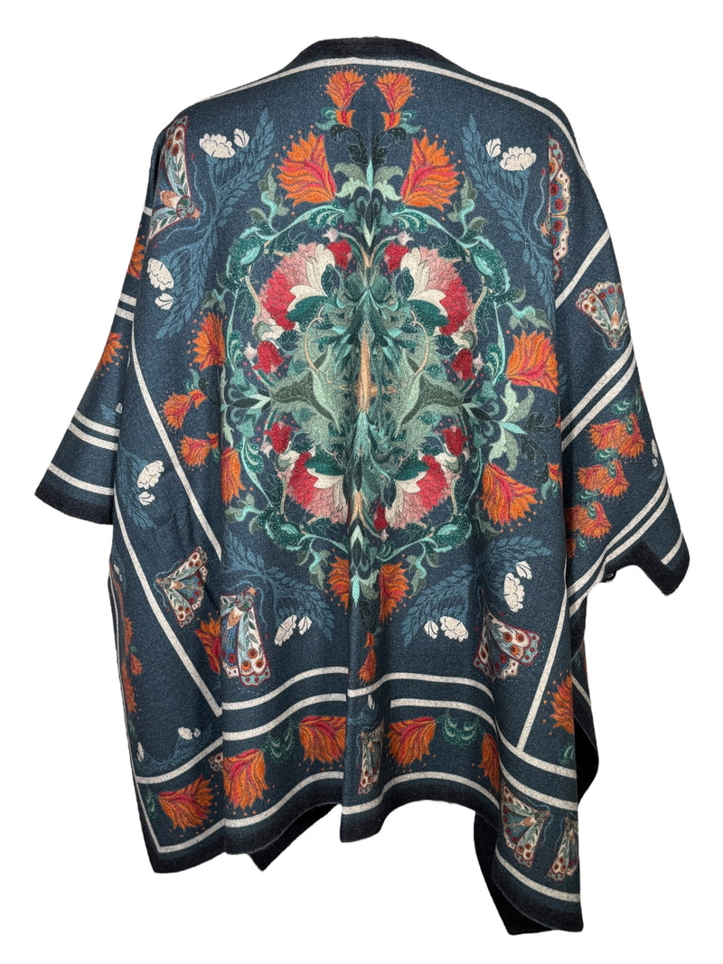 FRANCO FERRARI BUTTERFLY WOOL CAPE - DARK DENIM