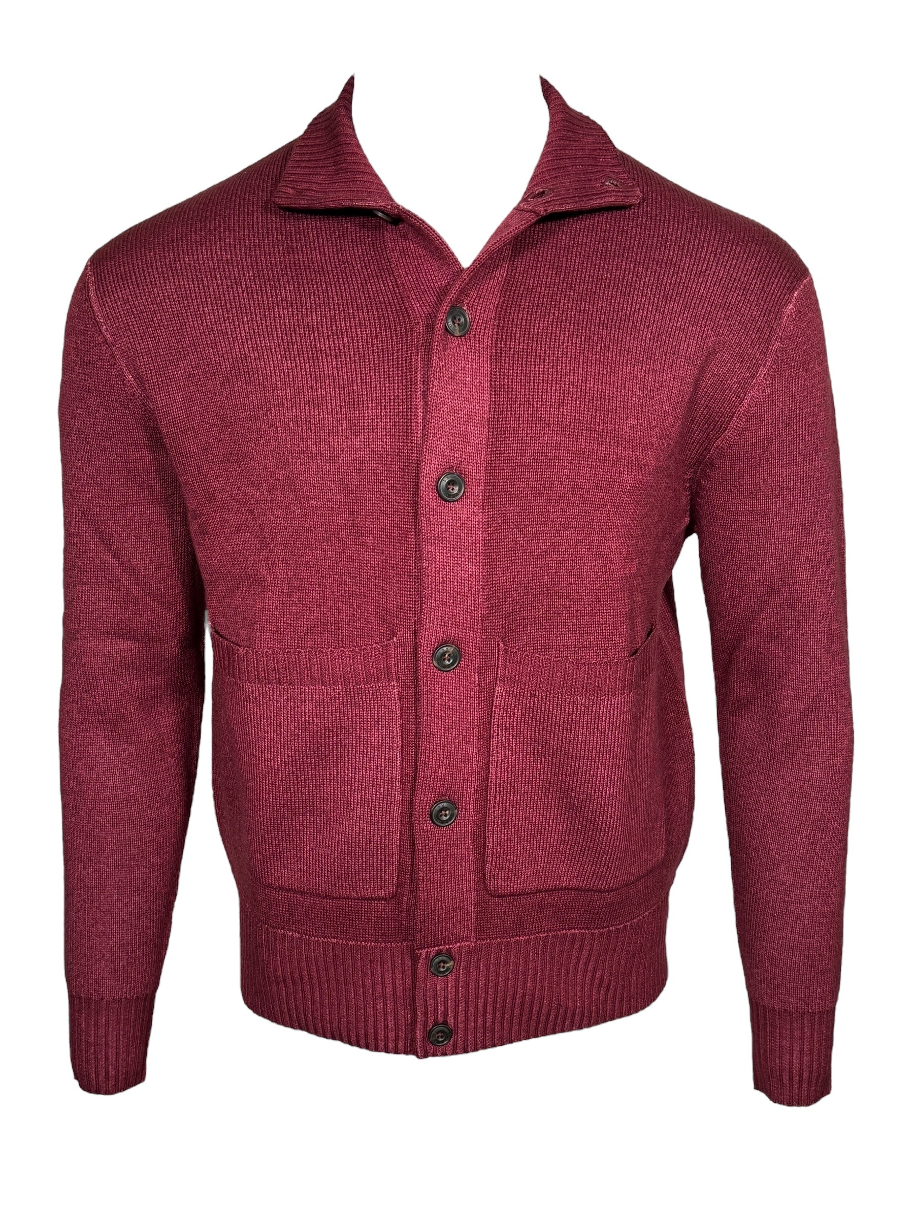 L.B.M. 1911 WOOL CARDIGAN - BORDEAUX