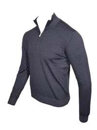 BUTTON DOWN VINTAGE 1/4 ZIP SWEATER - CHARCOAL
