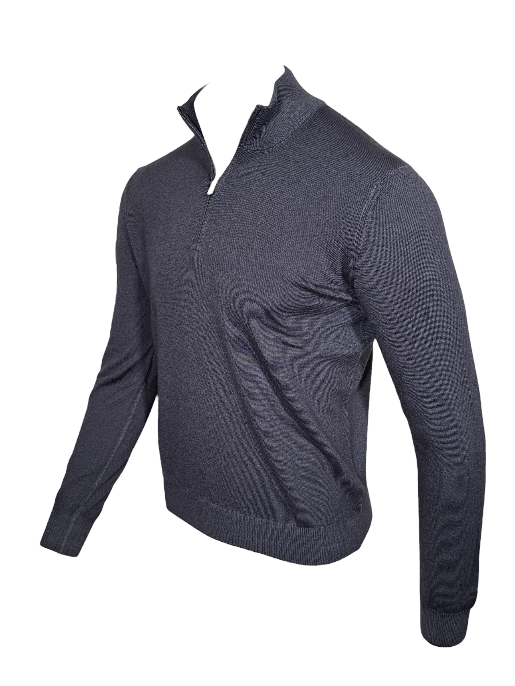 BUTTON DOWN VINTAGE 1/4 ZIP SWEATER - CHARCOAL