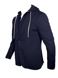FRADI JERSEY HOODED JACKET - NAVY