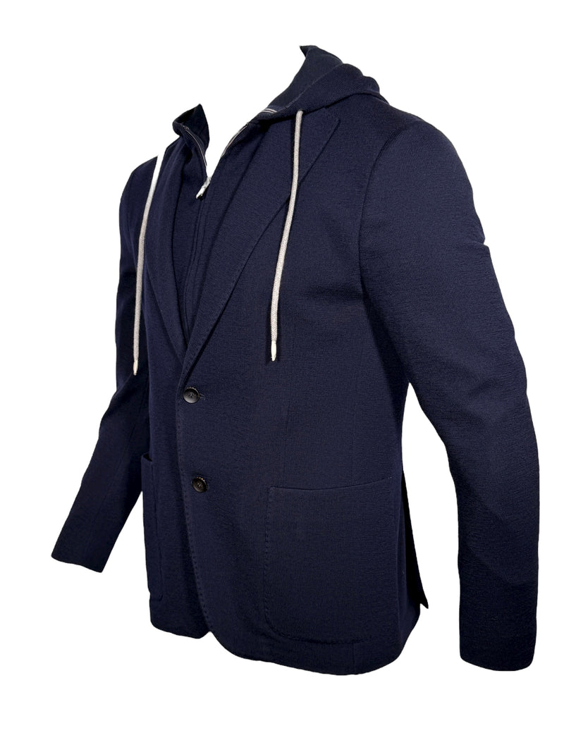 FRADI JERSEY HOODED JACKET - NAVY