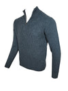 FIORONI CASHMERE MEN'S CHAIN CABLE 1/4 ZIP SWEATER - PETROL
