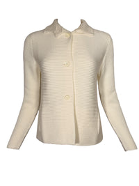 HUBERT GASSER HORIZONTAL RIB CARDIGAN - WINTER WHITE
