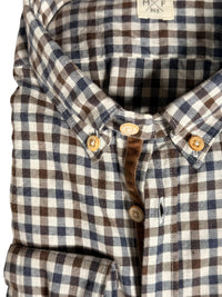 GMF 965 MEN'S SPORT SHIRT - NAVY/BROWN MID CHECK