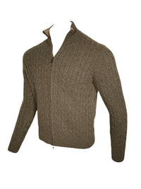 ADESI CASHMERE MEN'S CABLE FULL ZIP SWEATER - BORNEO