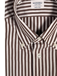 MAZZARELLI SPORT SHIRT - BROWN STRIPE