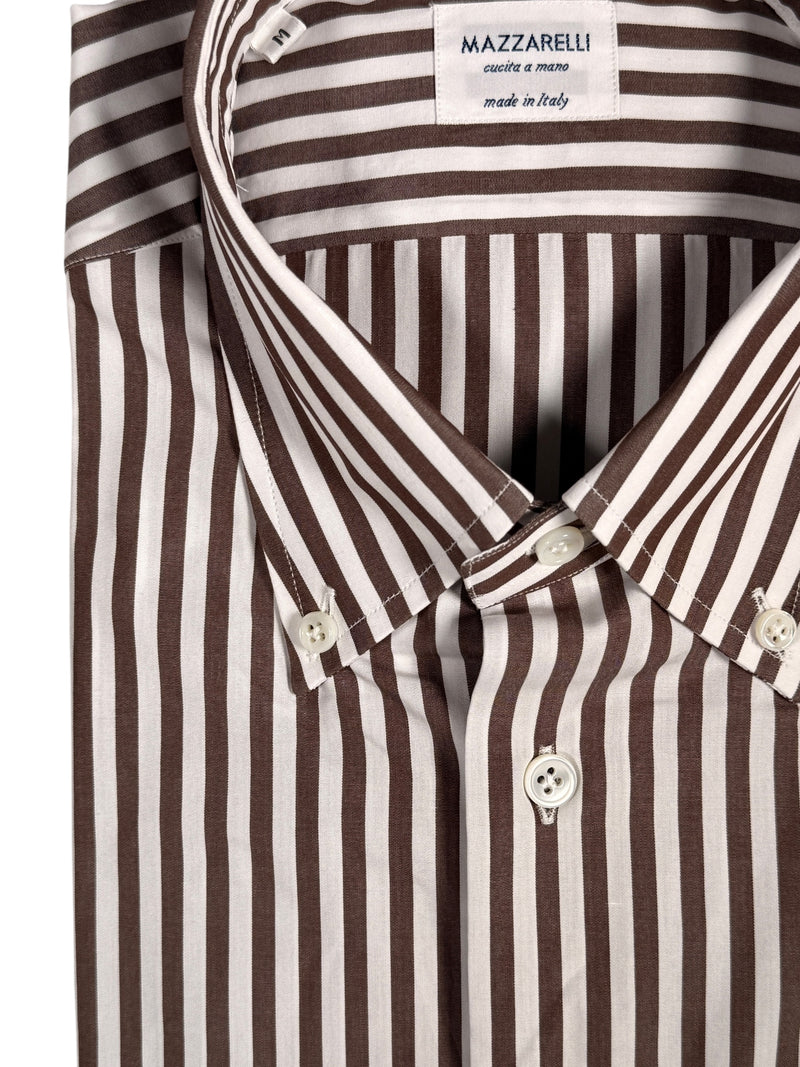 MAZZARELLI SPORT SHIRT - BROWN STRIPE