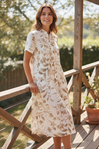 TONET FLORAL DRESS - WHITE/TAN