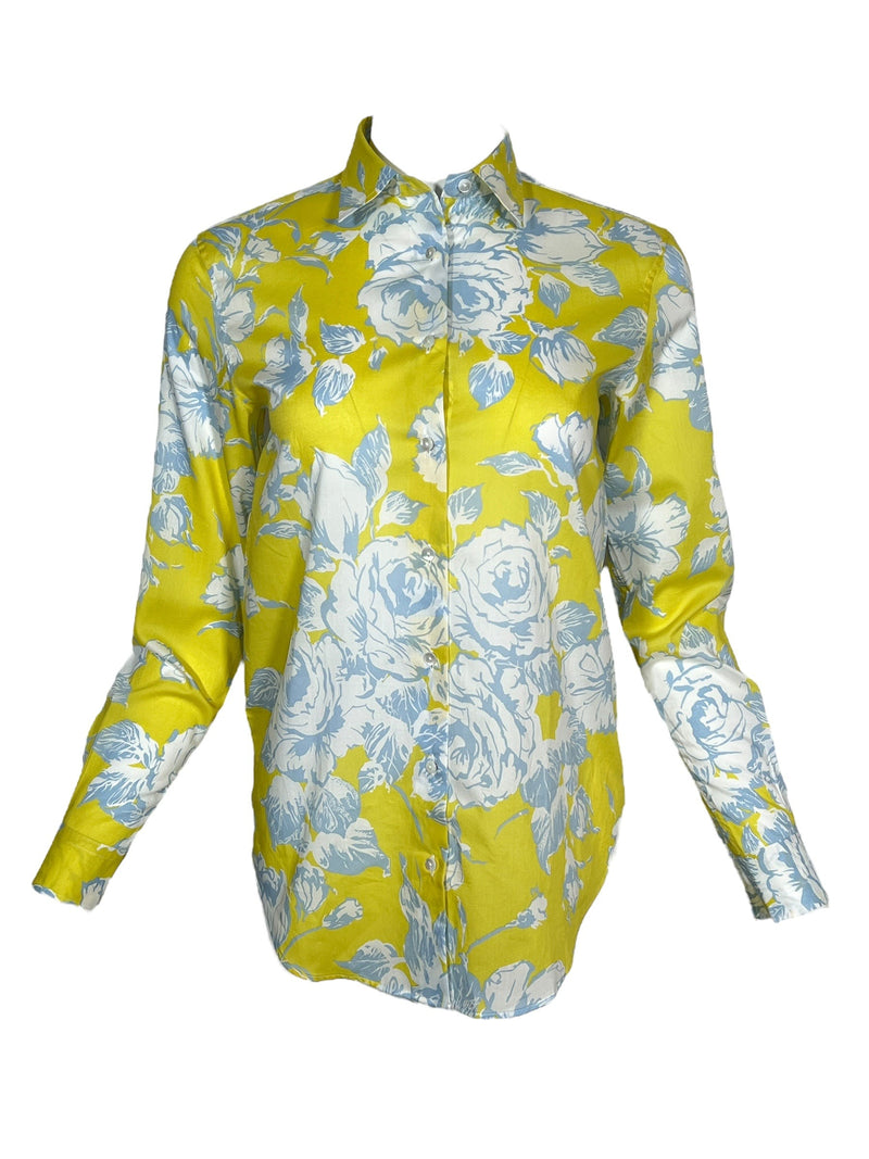 XACUS FLORAL BLOUSE - YELLOW/LIGHT BLUE