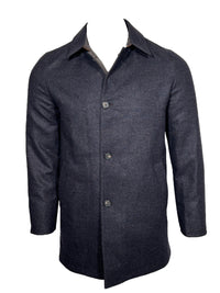 MANTO REVERSIBLE WOOL CAR COAT - NAVY/BROWN