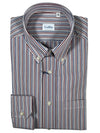 GALLIA MEN'S SHIRT - RED/BLUE/TAN STRIPE