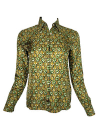 CALIBAN SILK BLOUSE - MUSTARD/GREEN DIAMOND