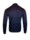 CORNELIANI CHEVRON FULL ZIP SWEATER - BORDEAUX/BLUE MIX