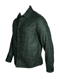 MAURIZIO BALDASSARI WOOL/SILK PLAID OVERSHIRT - FOREST NIGHT