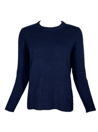 KANGRA CASHMERE/MERINO DROP BACK SWEATER - NAVY