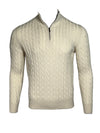 ADESI CASHMERE MEN'S CABLE 1/2 ZIP SWEATER - NATURALE