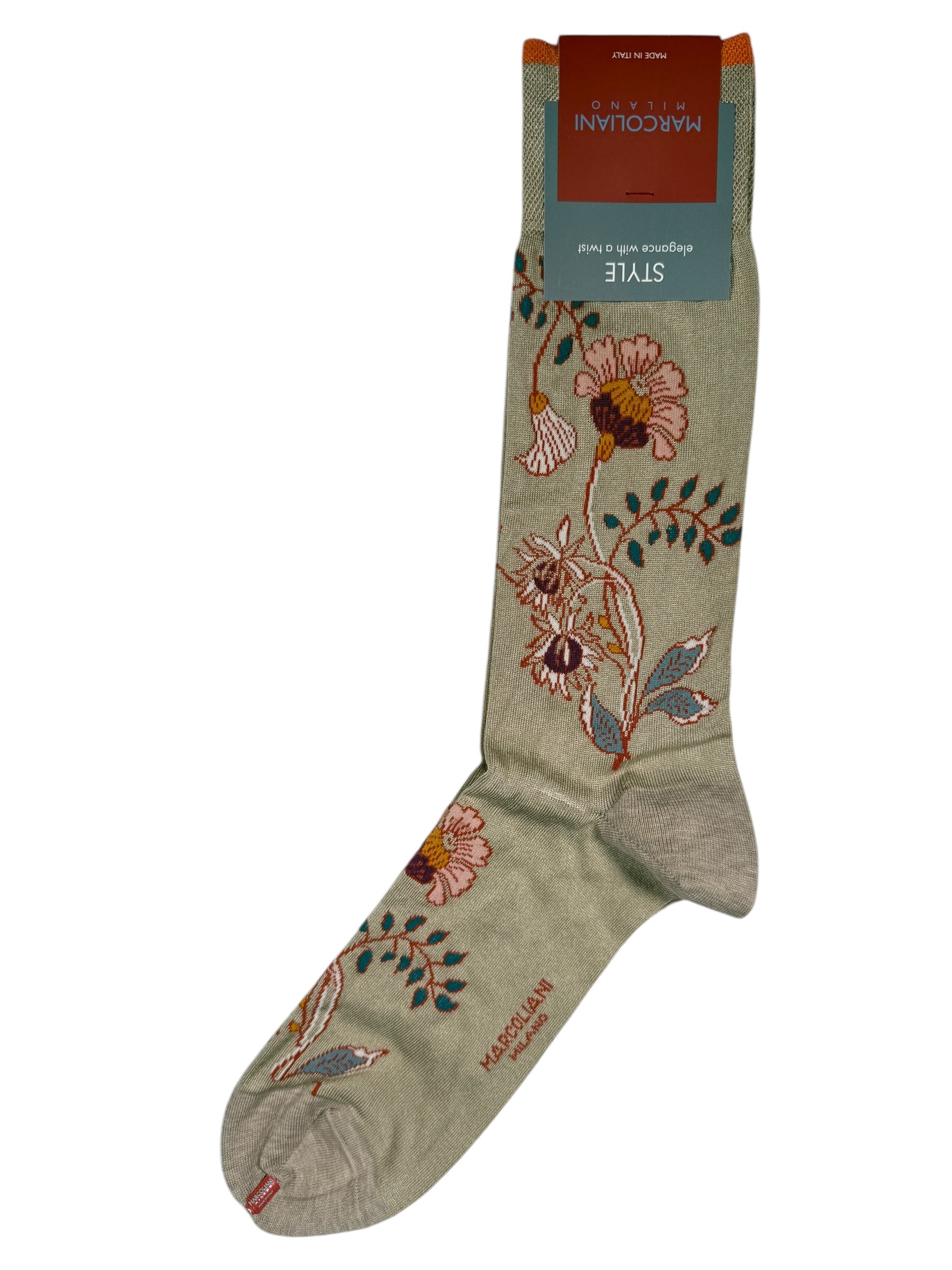 MARCOLIANI FRESH OF MODAL MISORE FLOWER CALF SOCK - BEIGE