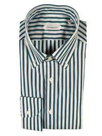 GUGLIELMINOTTI COTTON SHIRT - TEAL STRIPE