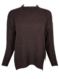 BASE MILANO TWEED ROUNDNECK SWEATER - CAFFE