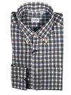 GALLIA MEN'S SHIRT - NAVY & BROWN DOUBLE CHECK