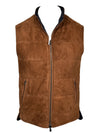 DEL VECCHIO MEN'S SUEDE & CASHMERE REVERSIBLE VEST - CHESTNUT/NAVY
