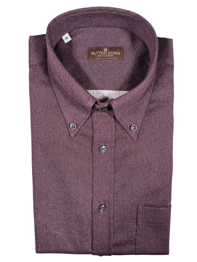 BUTTON DOWN SPORT SHIRT - BRUSHED SOLID BURGUNDY
