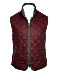 WATERVILLE WOOL MELANGE FLANNEL VEST - BURGUNDY