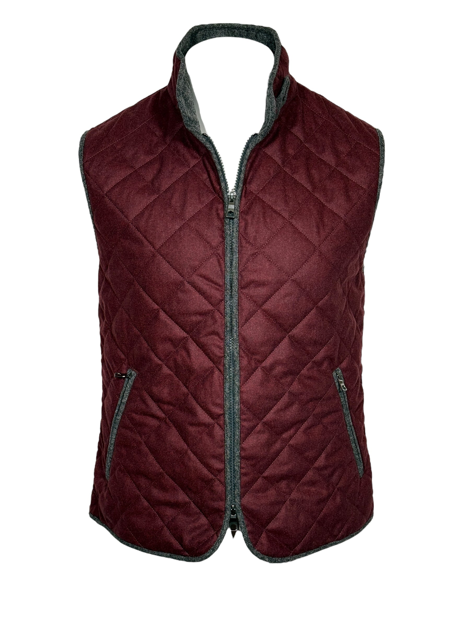 WATERVILLE WOOL MELANGE FLANNEL VEST - BURGUNDY