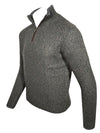 FEDELI BABY ALPACA 1/4 ZIP SWEATER - OLIVE & TAN MIX