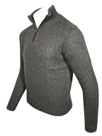FEDELI BABY ALPACA 1/4 ZIP SWEATER - OLIVE & TAN MIX