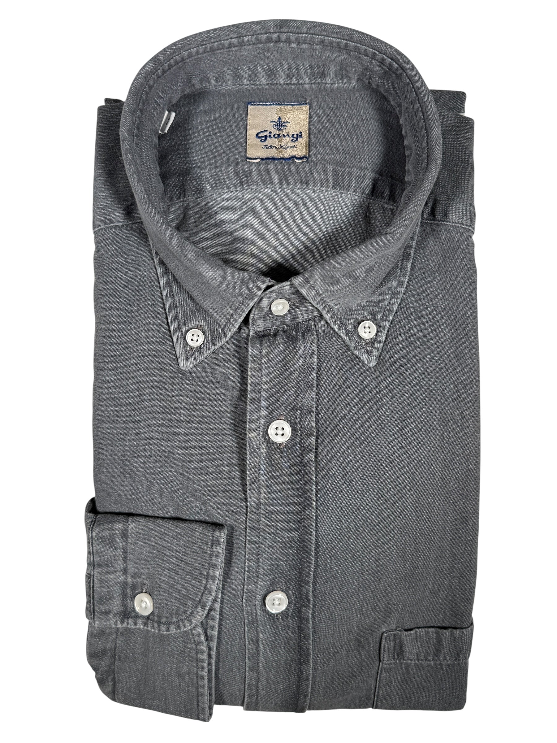 GIANGI NAPOLI MEN'S DENIM SHIRT - BLACK