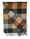 ALAN PAINE STRONE CASHMERE CHECK SCARF - BROWN