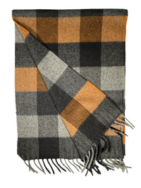 ALAN PAINE STRONE CASHMERE CHECK SCARF - BROWN