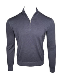 BUTTON DOWN VINTAGE 1/4 ZIP SWEATER - CHARCOAL