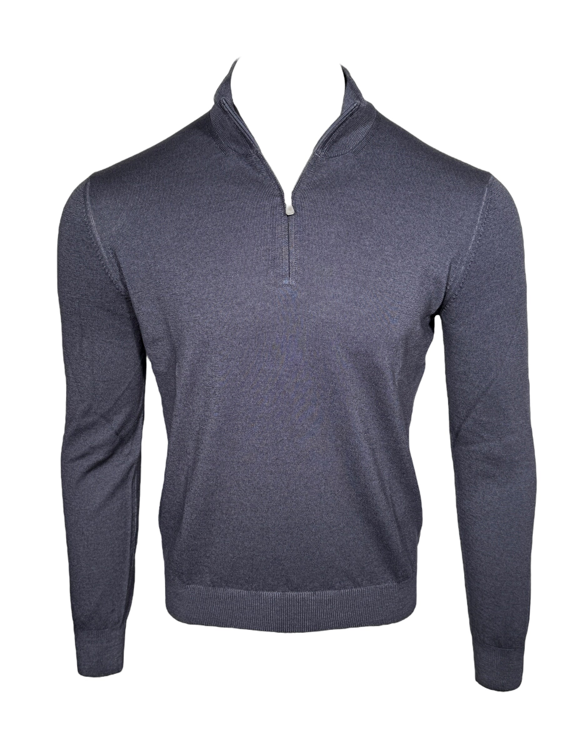 BUTTON DOWN VINTAGE 1/4 ZIP SWEATER - CHARCOAL