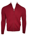 BUTTON DOWN WOOL/CASHMERE FULL ZIP SWEATER - PAPRIKA
