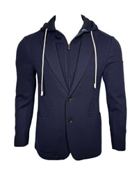 FRADI JERSEY HOODED JACKET - NAVY