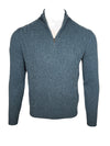 FIORONI CASHMERE MEN'S CHAIN CABLE 1/4 ZIP SWEATER - PETROL