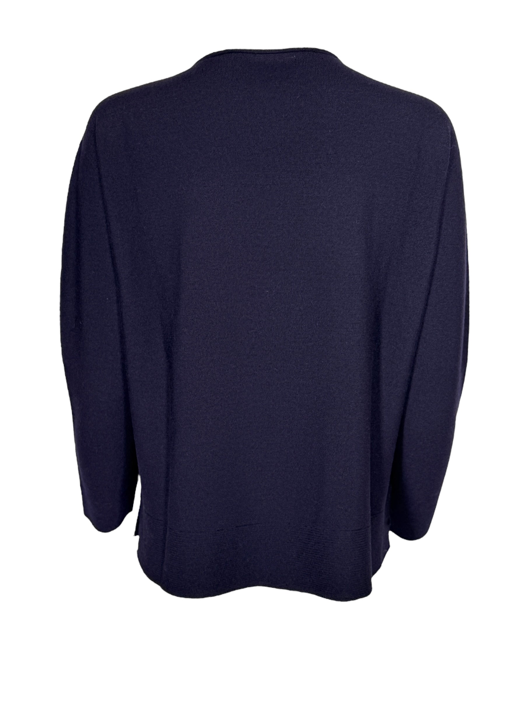 HUBERT GASSER MERINO ROUND NECK SWEATER - NAVY